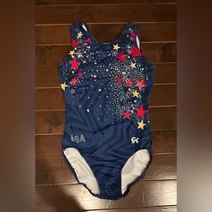 GK Leotard GYMNASTICS USA Red Yellow Blue Stars Tank SZ: AS